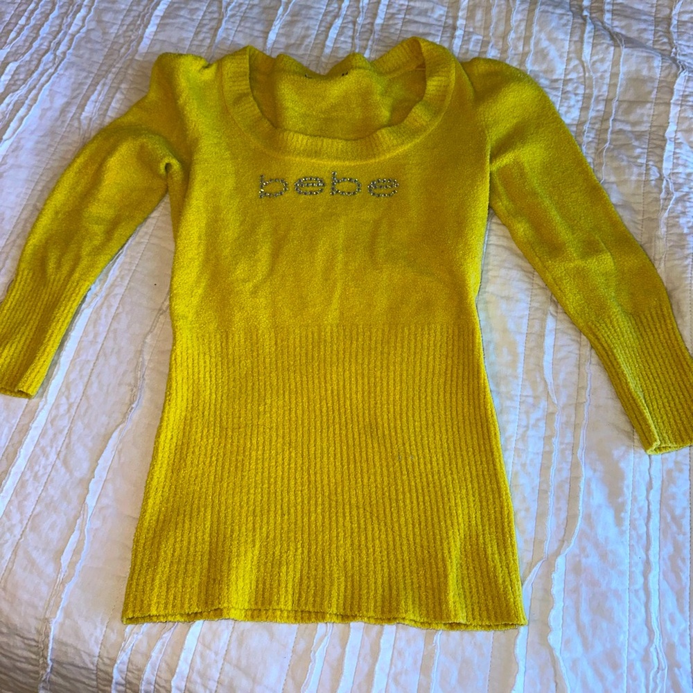 Yellow BEBE rhinestone top